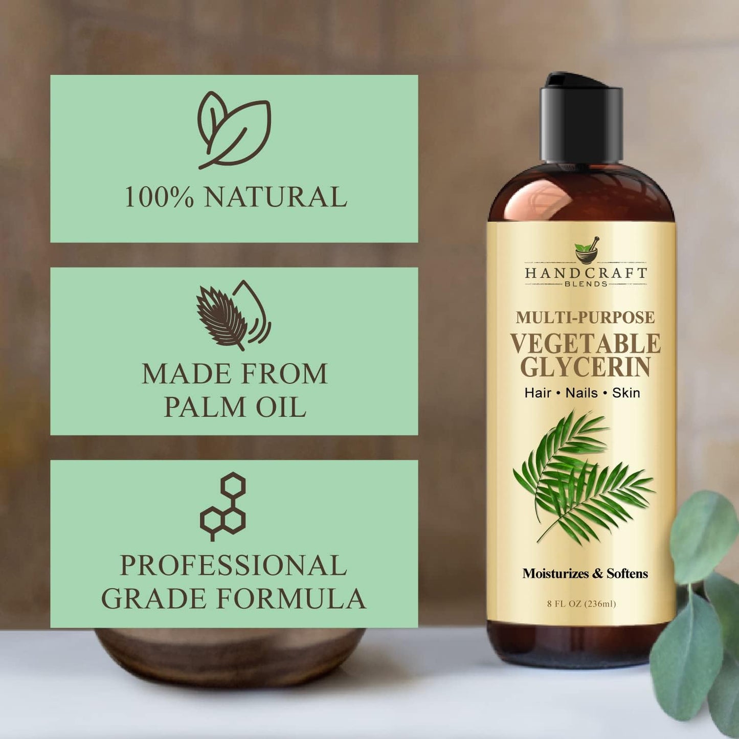 100% Pure and Natural Vegetable Glycerin - Premium Grade Oil for DIY Skin and Hair Care - 8 Fl Oz