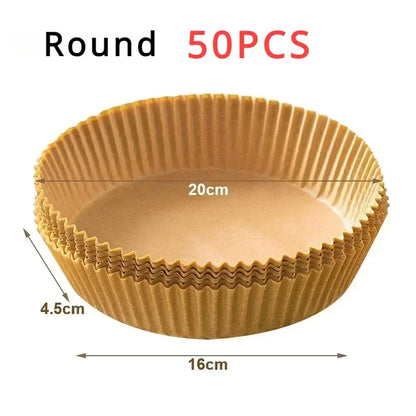 50/100PCS Air Fryer Disposable Paper Square Round Baking Paper Barbecue Plate NonStick Mat Kitchen Oven Oil Absorbing Paper Tool Mica.Wish_23Business