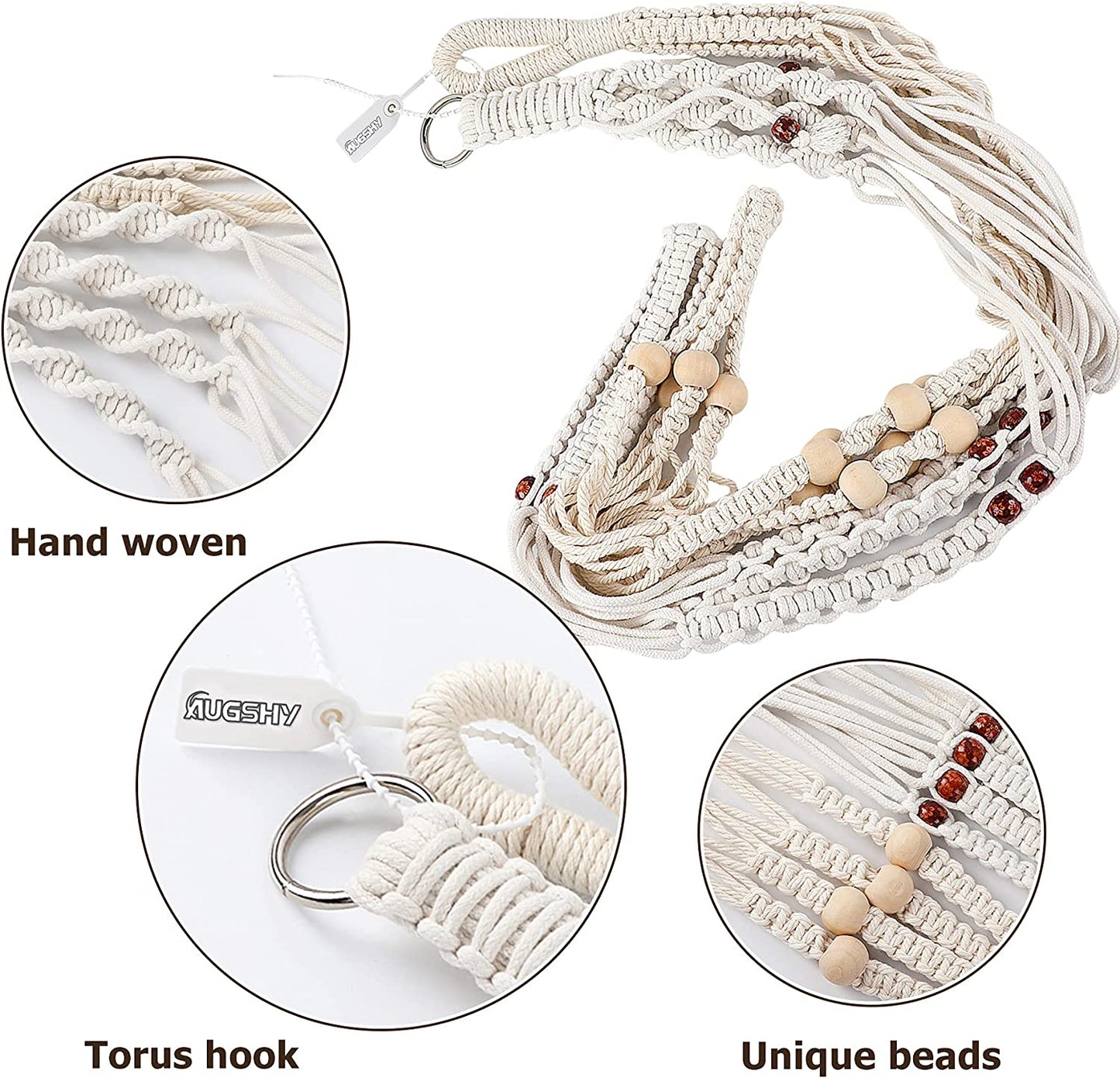 Macrame Plant Hanger Set - 2 Decorative Indoor Planters for Home Decor