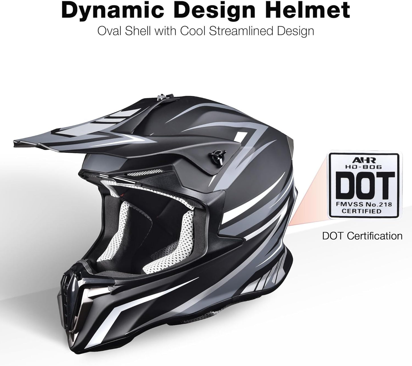 Adult Off-Road Full Face Motorcycle Helmet for Motocross, ATV, and BMX - DOT Approved