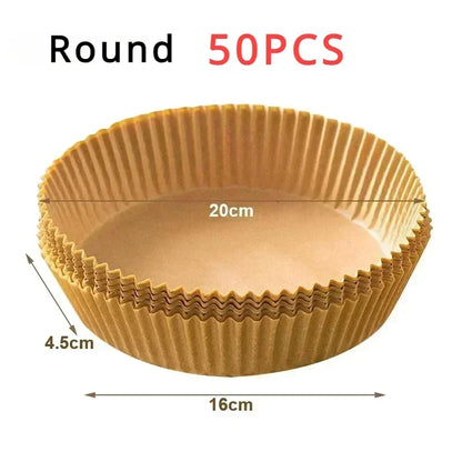 50/100PCS Air Fryer Disposable Paper Square Round Baking Paper Barbecue Plate NonStick Mat Kitchen Oven Oil Absorbing Paper Tool Mica.Wish_23Business