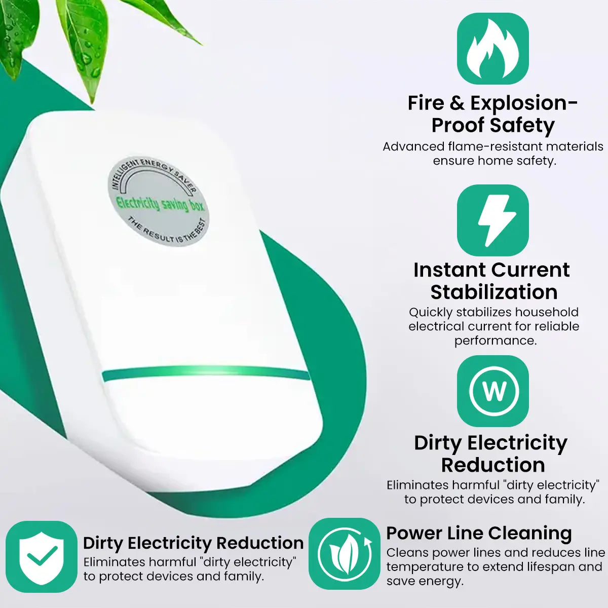 Plug-In Power Box with US Plug 2026 Updated Design Compatible with 90–250V Input Range