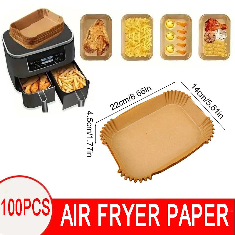 50/100PCS Air Fryer Disposable Paper Square Round Baking Paper Barbecue Plate NonStick Mat Kitchen Oven Oil Absorbing Paper Tool Mica.Wish_23Business