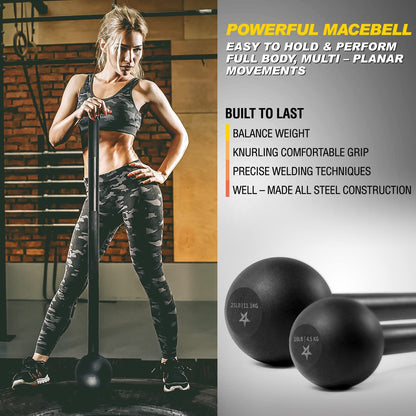 Elevate Your Strength Training with Our Versatile Steel Mace Bell - Perfect for Full Body, Shoulder, Grip, and Forearm Workouts - Available in 5 to 30 LB for All Fitness Levels
