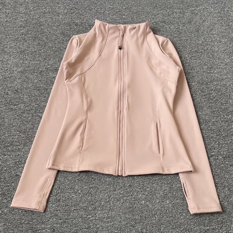 Quick Dry Stand Up Collar Fitness Jacket For Women Slim-Fit Zipper Yoga Wear Long Sleeve Breathable Running Sports Cycling Top Mica.Wish_23Business