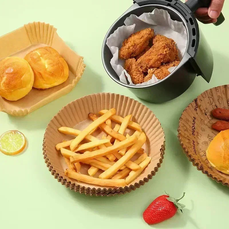 50/100PCS Air Fryer Disposable Paper Square Round Baking Paper Barbecue Plate NonStick Mat Kitchen Oven Oil Absorbing Paper Tool Mica.Wish_23Business