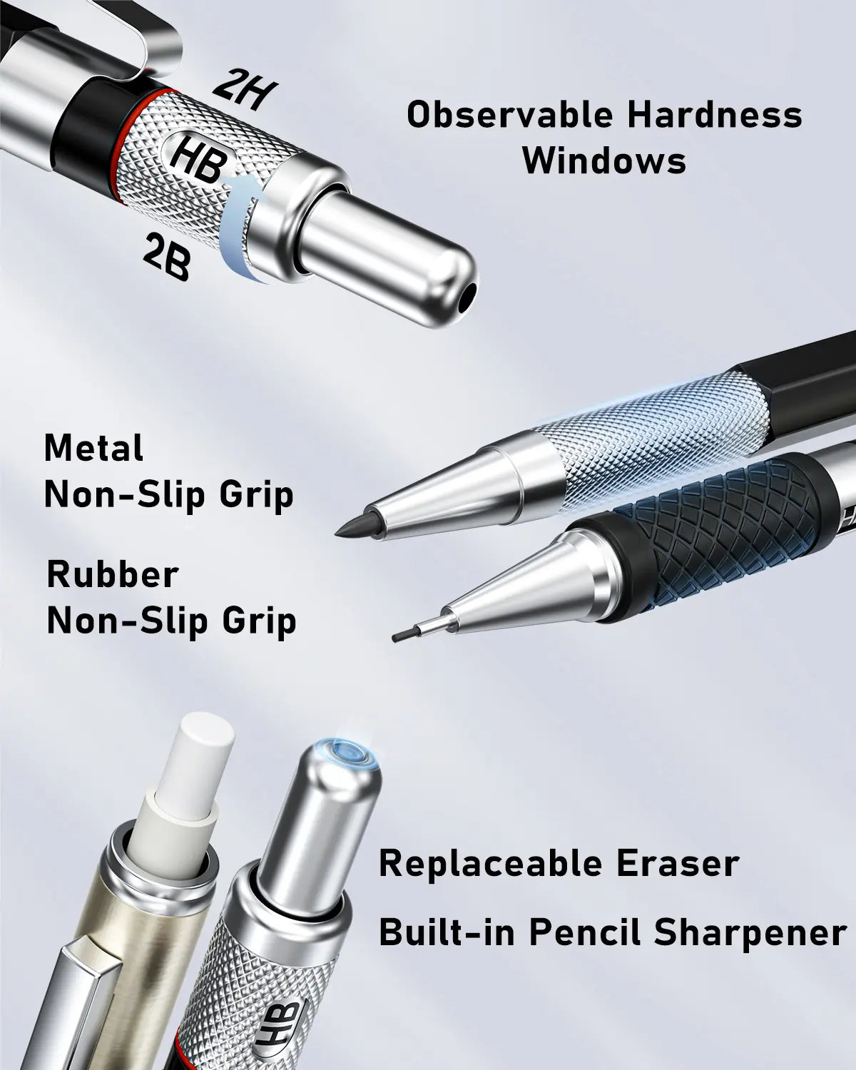 Four Candies 25PCS Art Mechanical Pencil Set with Case, 3PCS Metal Artist Lead Drafting Pencils 0.5, 0.7, 0.9 Mm & 3PCS 2Mm Holder (HB 2H 2B 4B Color) with 432PCS Graphite Lead Refills for Drawing Sketching Office School Supplies,Tiktokshopspringglowup