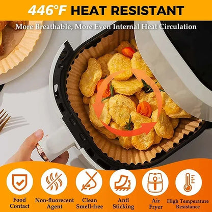 50/100PCS Air Fryer Disposable Paper Square Round Baking Paper Barbecue Plate NonStick Mat Kitchen Oven Oil Absorbing Paper Tool Mica.Wish_23Business