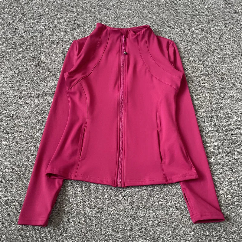 Quick Dry Stand Up Collar Fitness Jacket For Women Slim-Fit Zipper Yoga Wear Long Sleeve Breathable Running Sports Cycling Top Mica.Wish_23Business