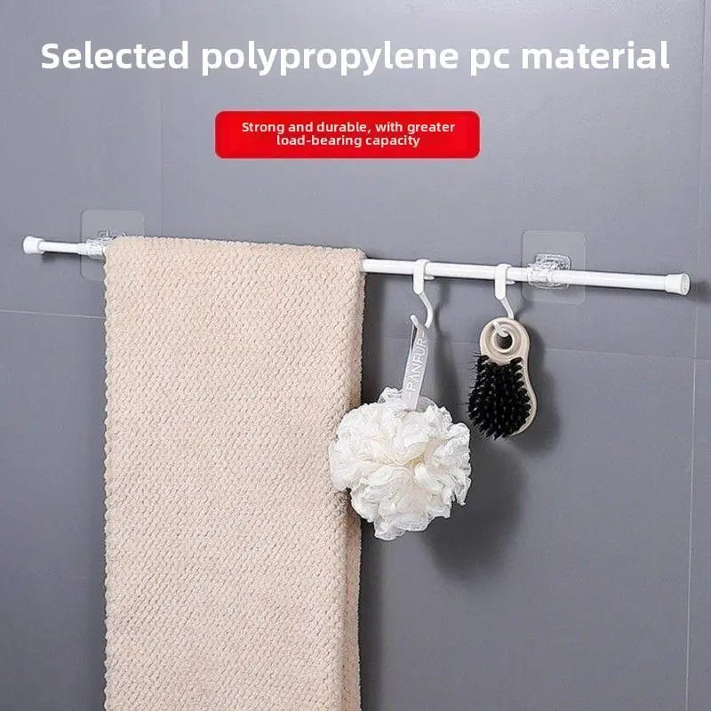 No-Drill Telescopic Rod Holder, Thickened Adhesive Rod Clip, Bathroom Rod, Curtain Rod, Door Curtain Rod, Dormitory Rod