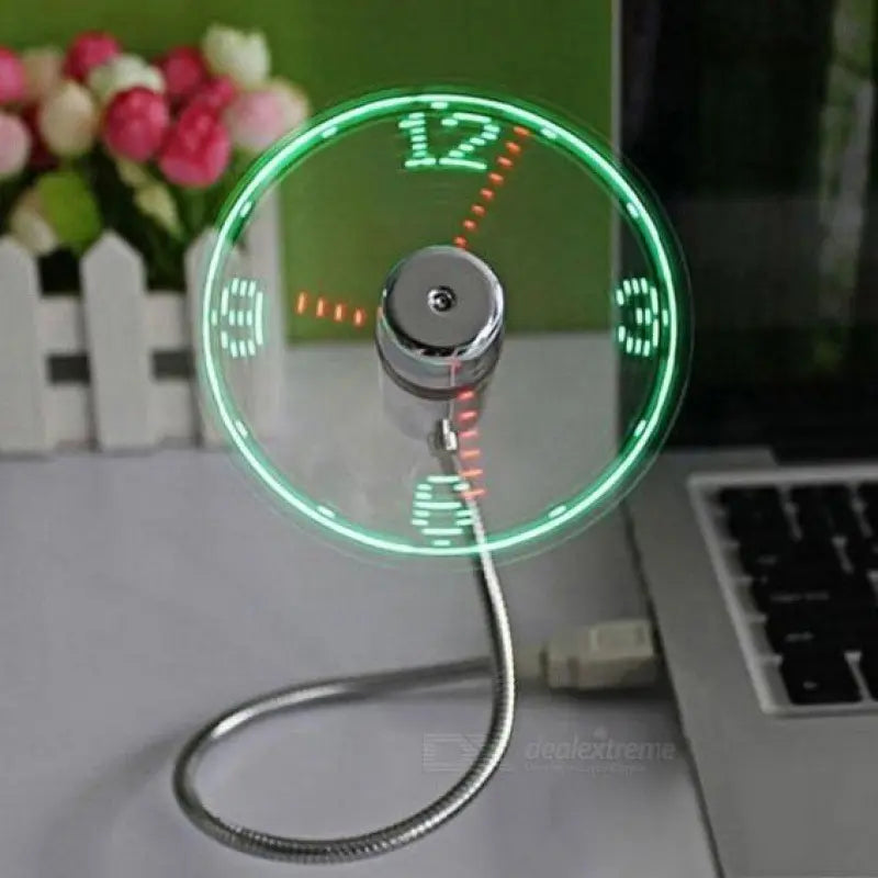 LED Decorative Time Display,New USB Clock Fan with Display Function, LED Desk Fan with Decorative Time Display, Mini Flexible Fan for Office Desk Accessories, Home Decor, Summer Fan, Gift