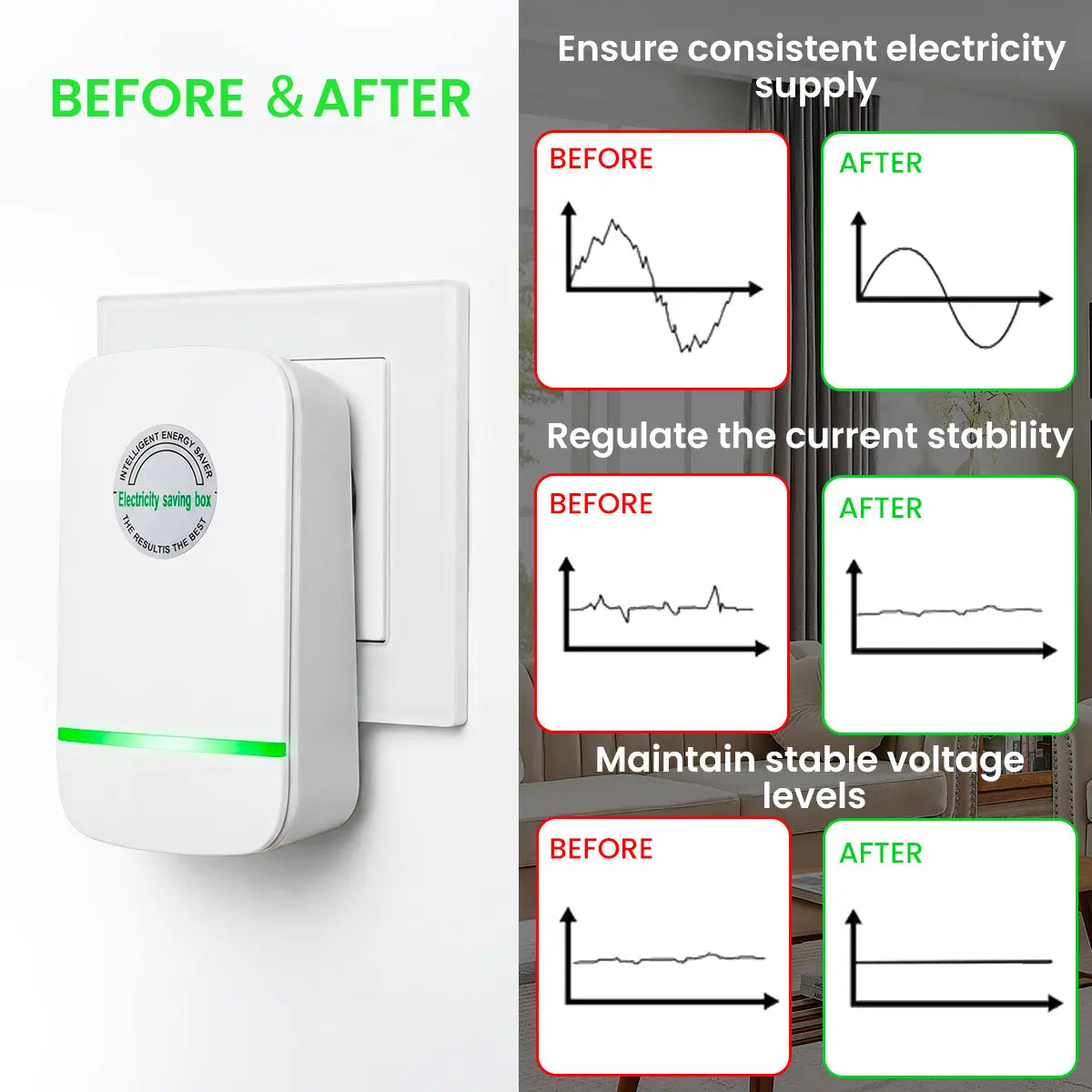 Plug-In Power Box with US Plug 2026 Updated Design Compatible with 90–250V Input Range
