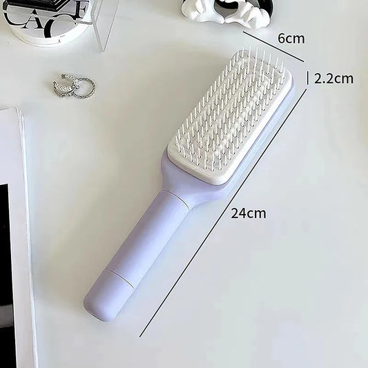 Revolutionary Self-Cleaning Hairbrush for Effortless Styling and Scalp Massage - Perfect for All Hair Types!
