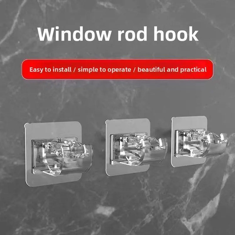No-Drill Telescopic Rod Holder, Thickened Adhesive Rod Clip, Bathroom Rod, Curtain Rod, Door Curtain Rod, Dormitory Rod
