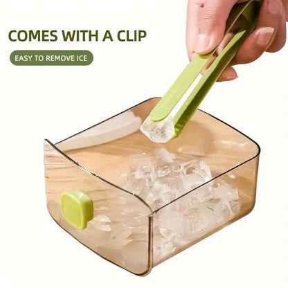 48 Cube Double-Deck Portable Ice Maker with Easy Press Lid, Silicone Trays & Durable Plastic, Countertop Kitchen Gadget for DIY Frozen Food, Summer Drinks & Beverage Cooling