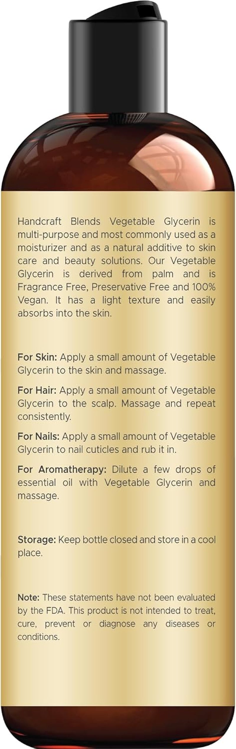 100% Pure and Natural Vegetable Glycerin - Premium Grade Oil for DIY Skin and Hair Care - 8 Fl Oz