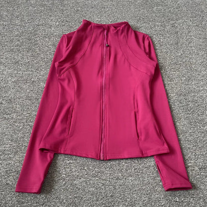 Quick Dry Stand Up Collar Fitness Jacket For Women Slim-Fit Zipper Yoga Wear Long Sleeve Breathable Running Sports Cycling Top Mica.Wish_23Business