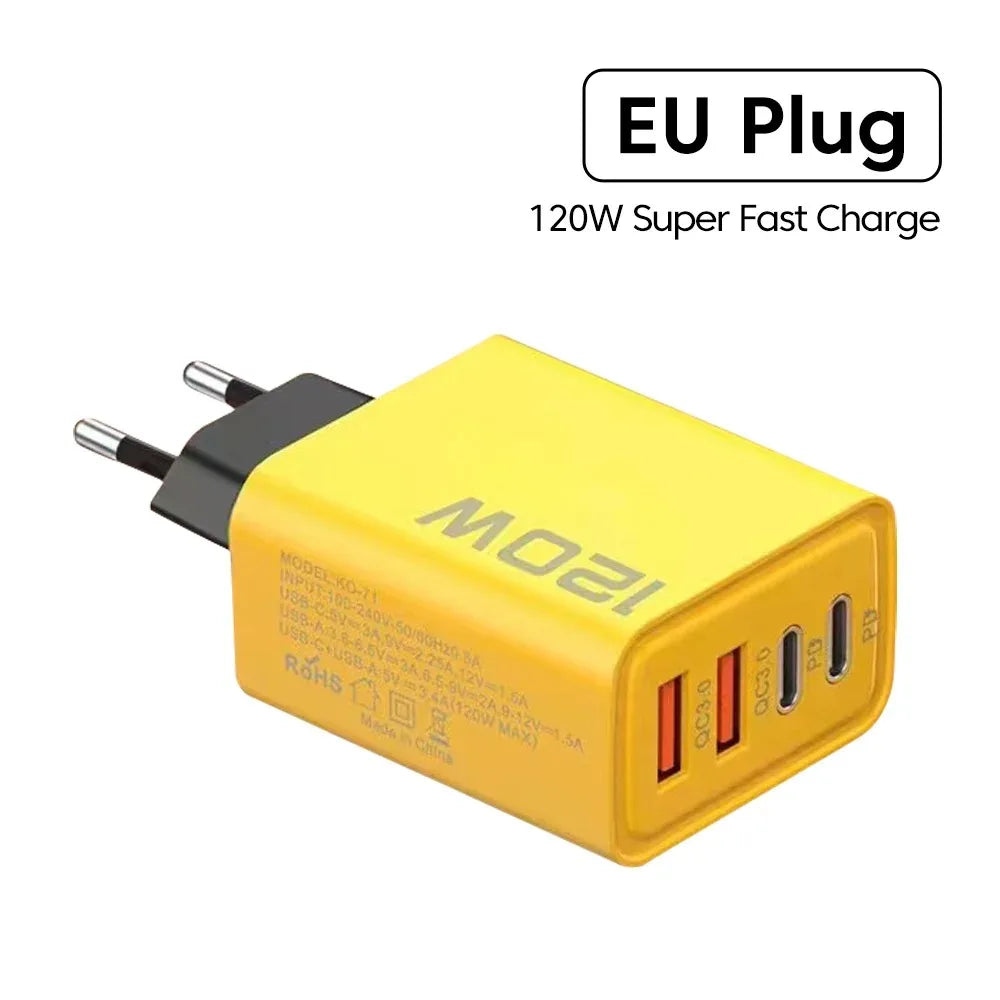 Total 120W Phone Charger Fast Charging Quick Charger PD USB Type C Wall Adapter For iPhone 16 15 Xiaomi 14 Huawei Redmi Oneplus Mica.Wish_23Business