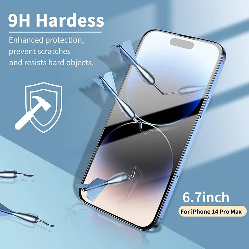 3/5PCS Glass Screen Protector Phone Case for IPhone 12 11 13 14 15 16 Pro Max Mini XS XR X 8 Plus 14Pro 13Pro IPones Front Cover Mica.Wish_23Business