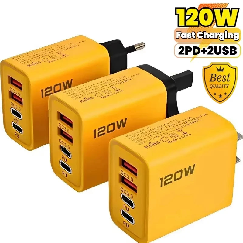 Total 120W Phone Charger Fast Charging Quick Charger PD USB Type C Wall Adapter For iPhone 16 15 Xiaomi 14 Huawei Redmi Oneplus Mica.Wish_23Business
