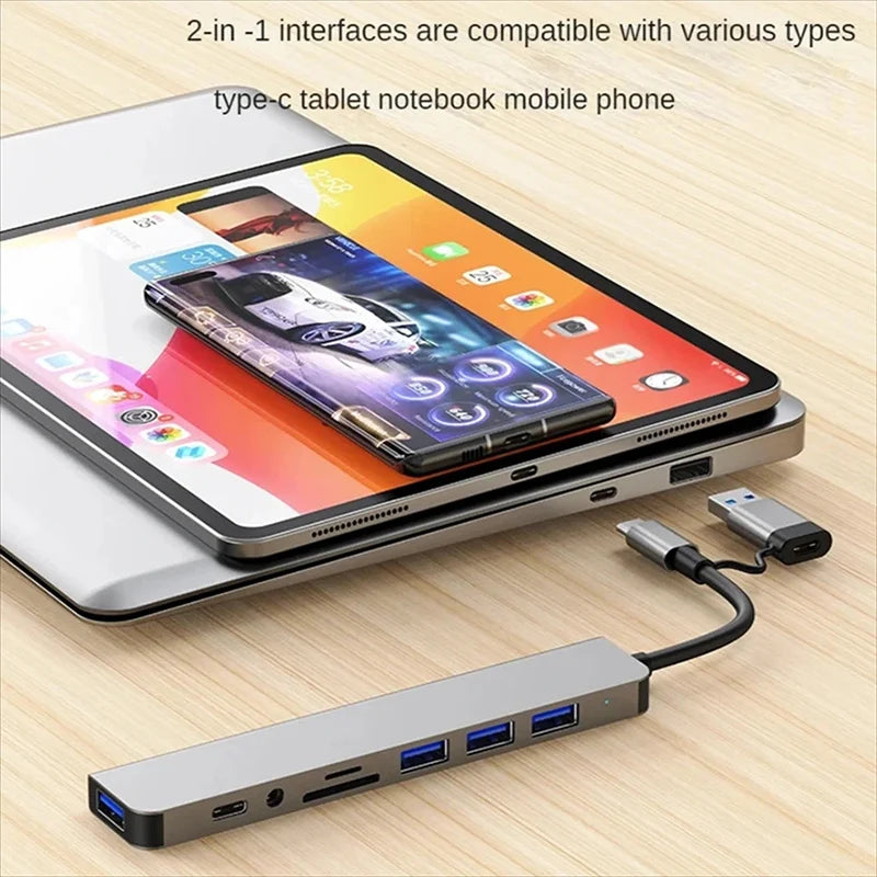 USB C Hub USB Splitter 8 in 1 USB Extender with 4 USB Port 1 USBC Port TF/SD Card Reader Audio Output Compatible for MacBook Mica.Wish_23Business