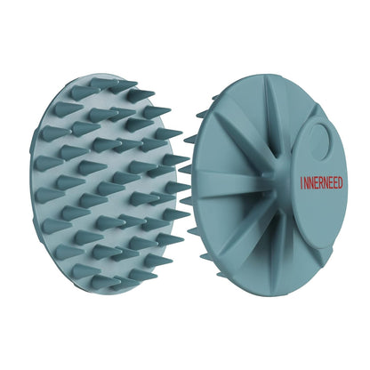 Scalp Massager Shampoo Brush - Manual Scalp Care Head Scrubber for Wet & Dry Use, Soft Silicone Bristles for Hair Growth and Dandruff Removal (Dark Green)