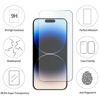 3/5PCS Glass Screen Protector Phone Case for IPhone 12 11 13 14 15 16 Pro Max Mini XS XR X 8 Plus 14Pro 13Pro IPones Front Cover Mica.Wish_23Business