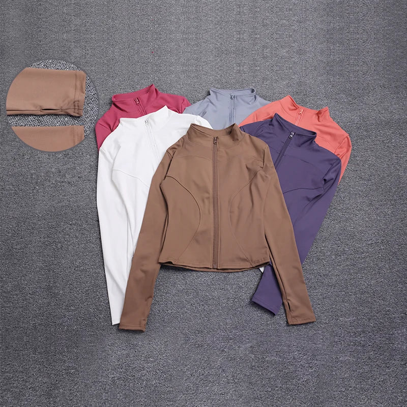 Women Sport Jacket Long Sleeve Shirt Workout Coat Gym Training Clothing Yoga Sportswear Mica.Wish_23Business