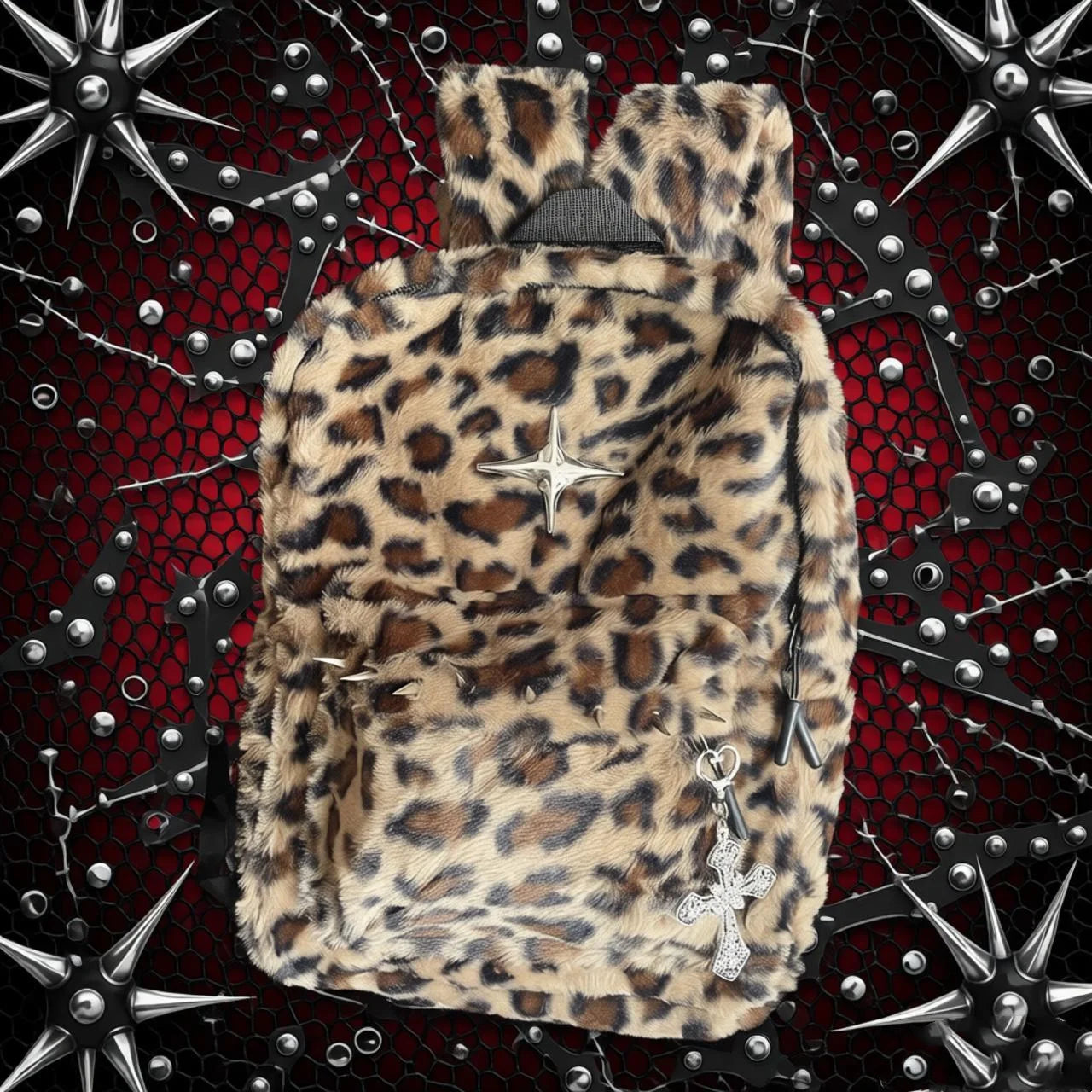 Fur large-capacity Leopard Backpack Stylish Autumn Winter Shoulder Bag for Girl Cute and Cool Designed Backpack Mica.Wish_23Business