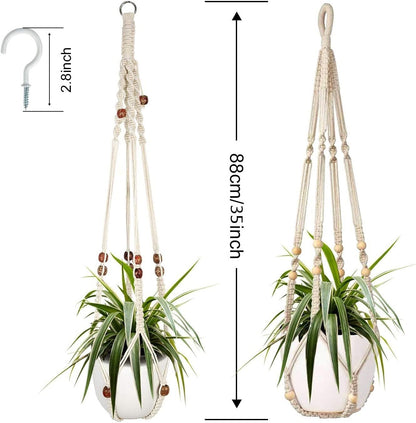Macrame Plant Hanger Set - 2 Decorative Indoor Planters for Home Decor