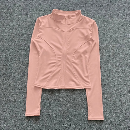 Women Sport Jacket Long Sleeve Shirt Workout Coat Gym Training Clothing Yoga Sportswear Mica.Wish_23Business