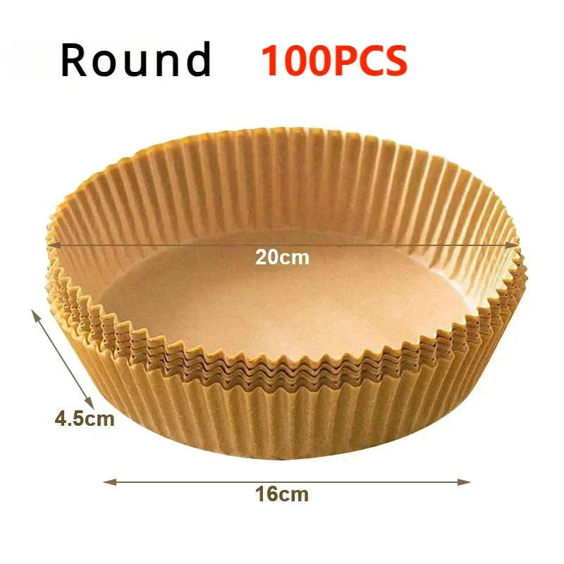 50/100PCS Air Fryer Disposable Paper Square Round Baking Paper Barbecue Plate NonStick Mat Kitchen Oven Oil Absorbing Paper Tool Mica.Wish_23Business