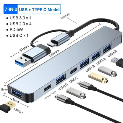 USB C Hub USB Splitter 8 in 1 USB Extender with 4 USB Port 1 USBC Port TF/SD Card Reader Audio Output Compatible for MacBook Mica.Wish_23Business
