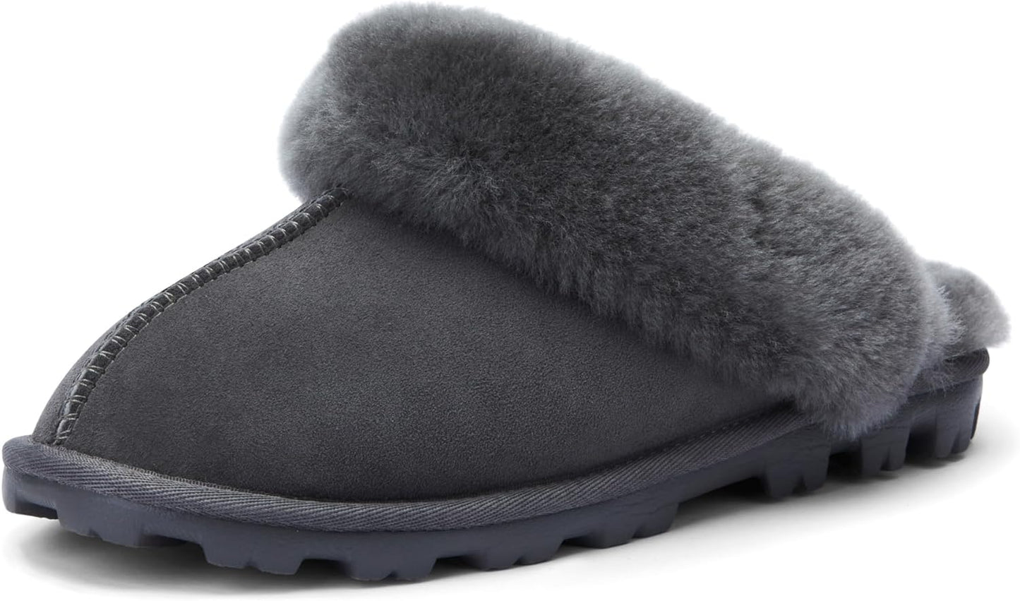 Women's Authentic Australian Sheepskin Slippers with 18mm Wool Pile, Memory Foam Cushioning, and Durable Anti-Slip EVA Sole