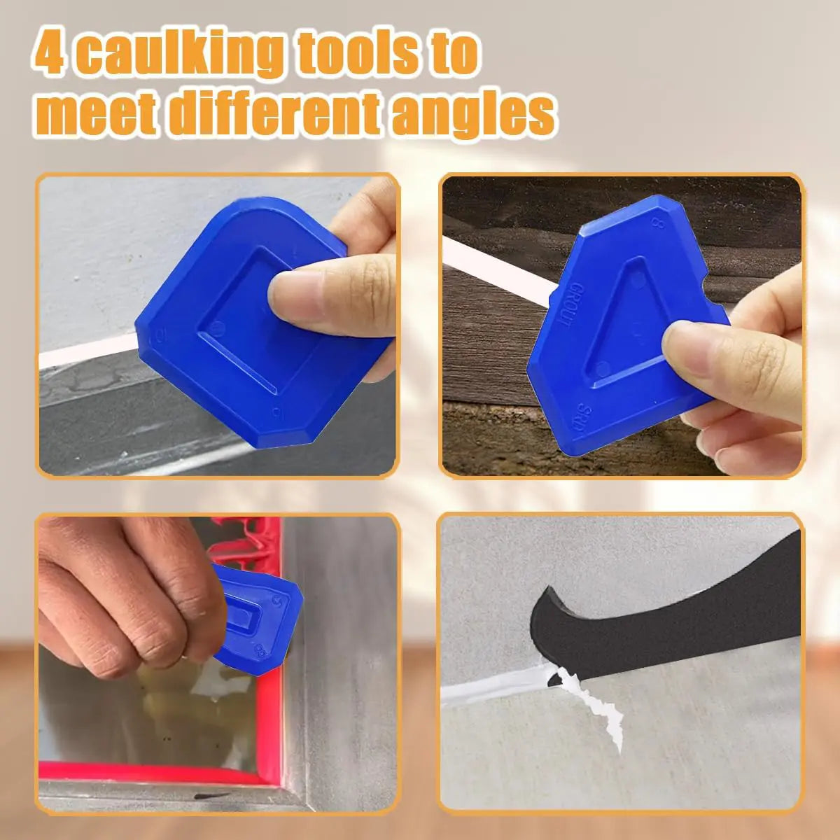 11Pcs Silicone Caulking Tools 3 in 1 Grout Removal Tool (Stainless Steel Head)& Grout Remove Scraper, Caulk Remover for Kitchen/Bathroom/Window