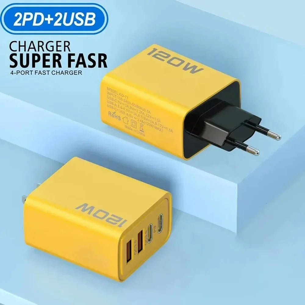Total 120W Phone Charger Fast Charging Quick Charger PD USB Type C Wall Adapter For iPhone 16 15 Xiaomi 14 Huawei Redmi Oneplus Mica.Wish_23Business