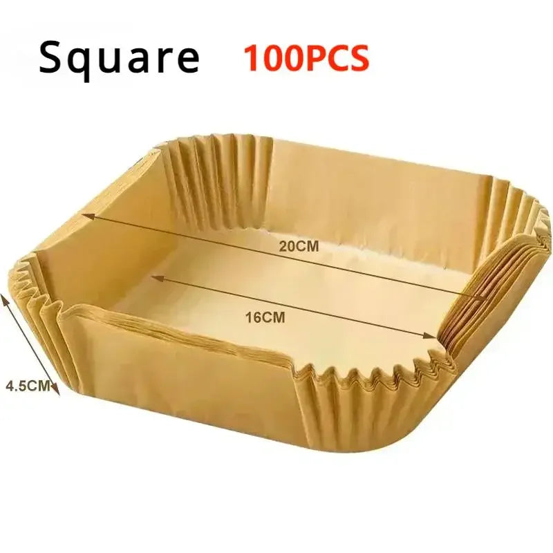 50/100PCS Air Fryer Disposable Paper Square Round Baking Paper Barbecue Plate NonStick Mat Kitchen Oven Oil Absorbing Paper Tool Mica.Wish_23Business