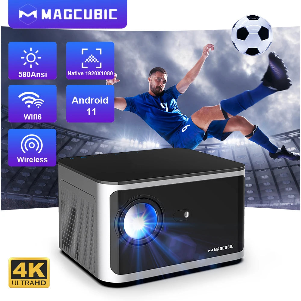 Transform Your Home Theater Experience with the Android 11 4K Smart Projector - Stunning 580ANSI Brightness and Voice Control!