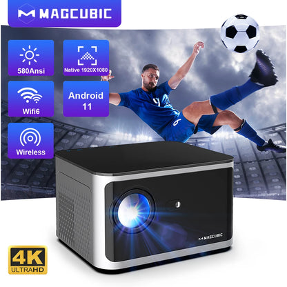 Transform Your Home Theater Experience with the Android 11 4K Smart Projector - Stunning 580ANSI Brightness and Voice Control!