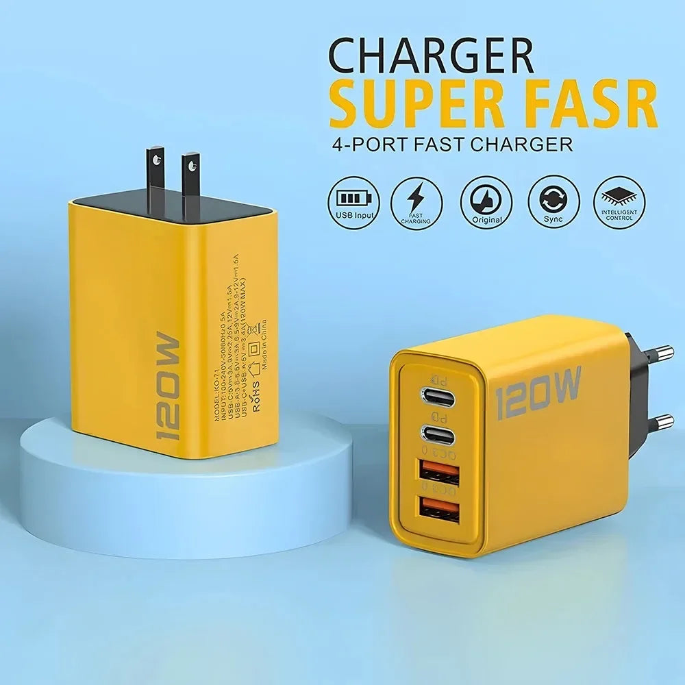 Total 120W Phone Charger Fast Charging Quick Charger PD USB Type C Wall Adapter For iPhone 16 15 Xiaomi 14 Huawei Redmi Oneplus Mica.Wish_23Business