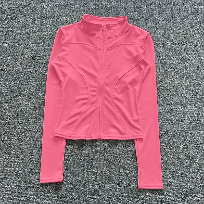Women Sport Jacket Long Sleeve Shirt Workout Coat Gym Training Clothing Yoga Sportswear Mica.Wish_23Business