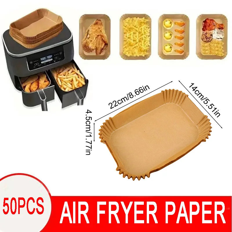 50/100PCS Air Fryer Disposable Paper Square Round Baking Paper Barbecue Plate NonStick Mat Kitchen Oven Oil Absorbing Paper Tool Mica.Wish_23Business