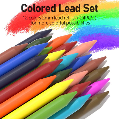 Four Candies 25PCS Art Mechanical Pencil Set with Case, 3PCS Metal Artist Lead Drafting Pencils 0.5, 0.7, 0.9 Mm & 3PCS 2Mm Holder (HB 2H 2B 4B Color) with 432PCS Graphite Lead Refills for Drawing Sketching Office School Supplies,Tiktokshopspringglowup