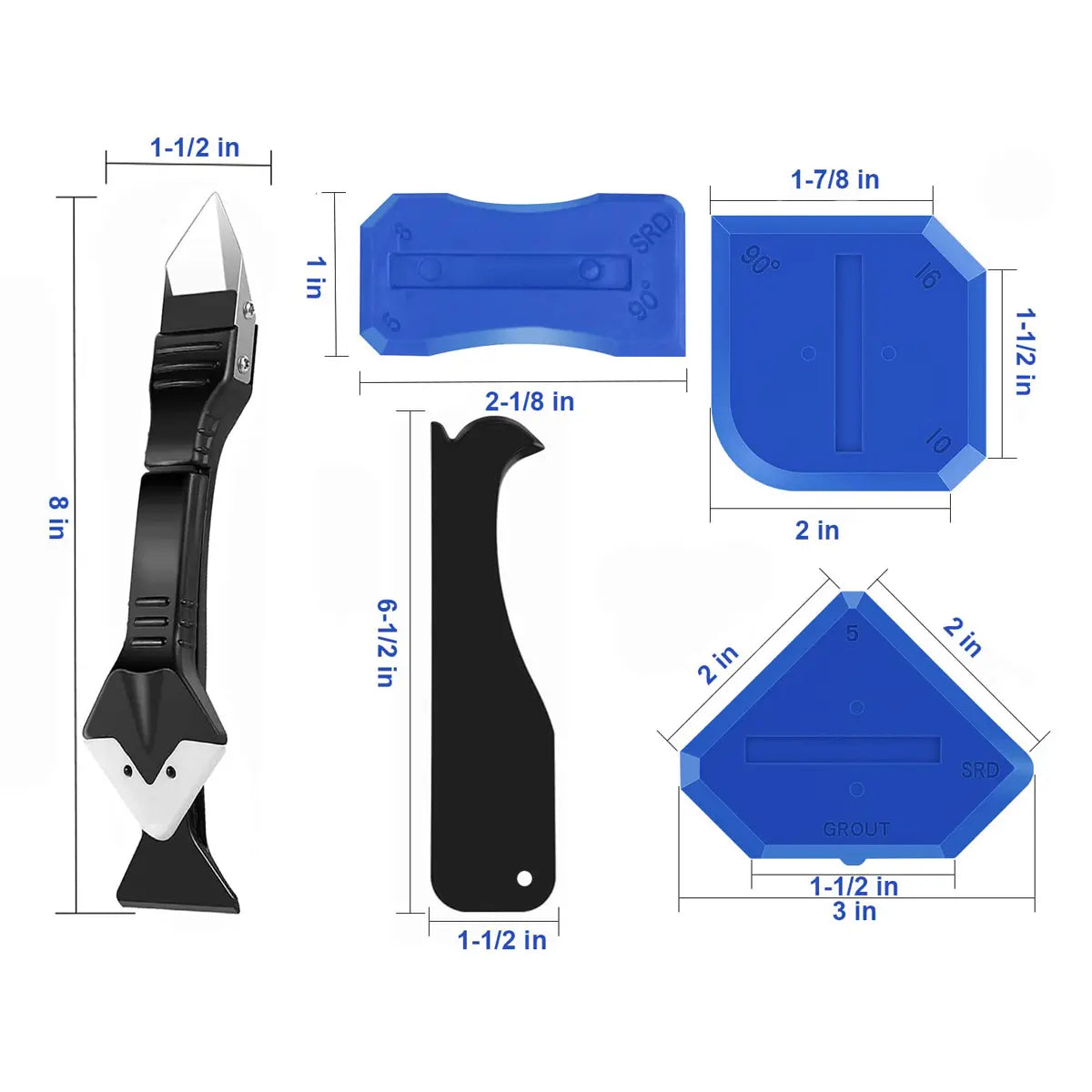 11Pcs Silicone Caulking Tools 3 in 1 Grout Removal Tool (Stainless Steel Head)& Grout Remove Scraper, Caulk Remover for Kitchen/Bathroom/Window