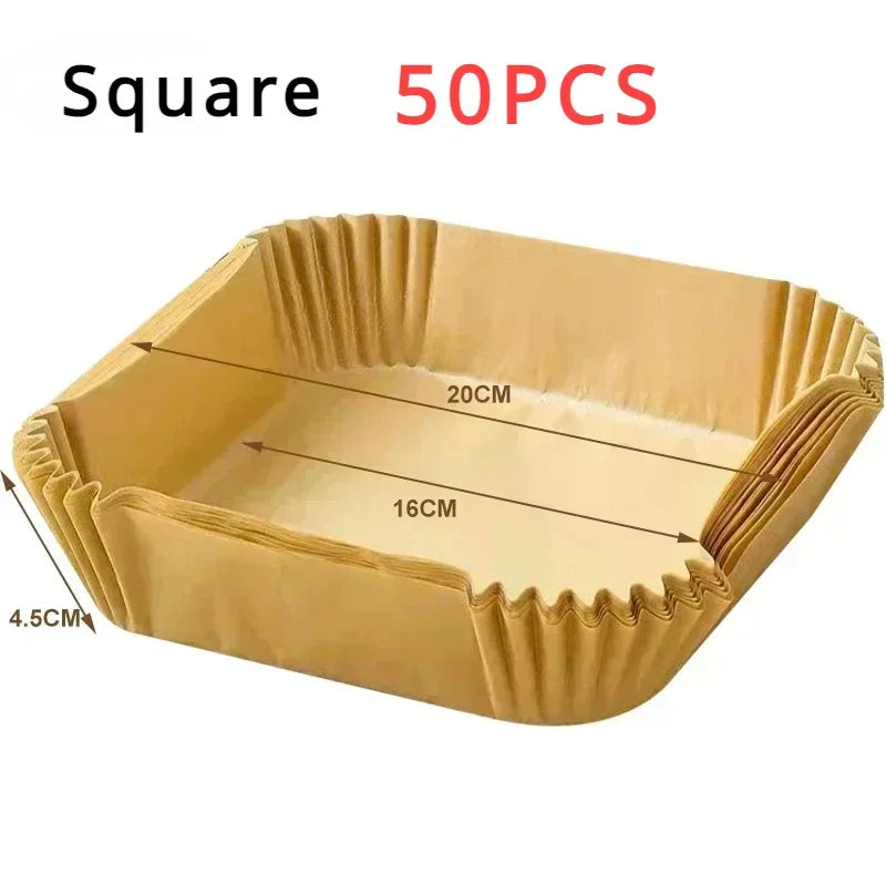 50/100PCS Air Fryer Disposable Paper Square Round Baking Paper Barbecue Plate NonStick Mat Kitchen Oven Oil Absorbing Paper Tool Mica.Wish_23Business