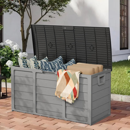 Intergreat 75 Gallon Outdoor Deck Storage Box - Heavy Duty Resin Container with Lockable Lid & Handles for Patio, Garden, Yard - Weatherproof (Black)
