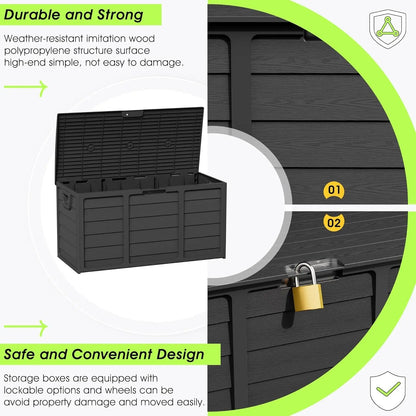 Intergreat 75 Gallon Outdoor Deck Storage Box - Heavy Duty Resin Container with Lockable Lid & Handles for Patio, Garden, Yard - Weatherproof (Black)
