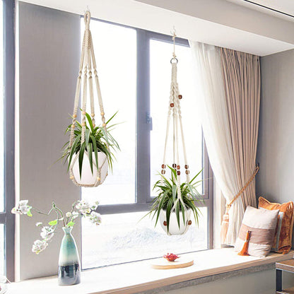 Macrame Plant Hanger Set - 2 Decorative Indoor Planters for Home Decor