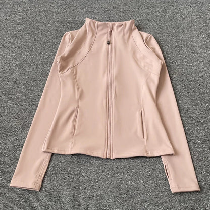 Quick Dry Stand Up Collar Fitness Jacket For Women Slim-Fit Zipper Yoga Wear Long Sleeve Breathable Running Sports Cycling Top Mica.Wish_23Business
