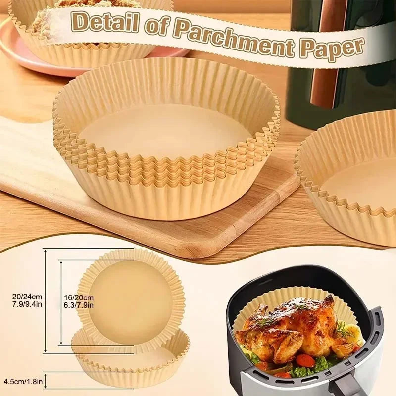 50/100PCS Air Fryer Disposable Paper Square Round Baking Paper Barbecue Plate NonStick Mat Kitchen Oven Oil Absorbing Paper Tool Mica.Wish_23Business